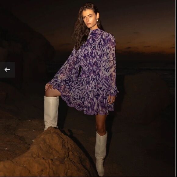 NWT Hemant & Nandita Anum Mini Dress Purple Medium - Picture 5 of 16